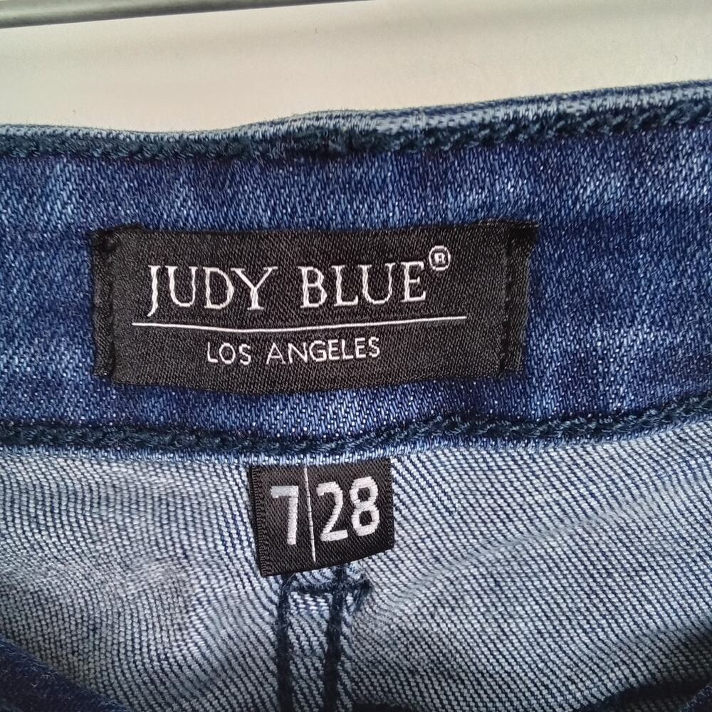 Judy Blue Boyfriend Fit Jeans Women's 7/28 Blue Distressed Destroyed High Rise - Picture 5 of 8